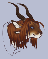 digital art portrait of a charr from guild wars 2 with straight brown hair and a siamese cat-like face.