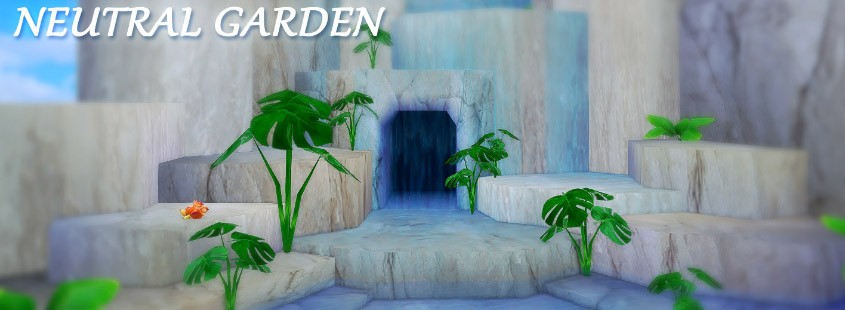 Screenshot of the neutral garden waterfall with text that reads 'Neutral Garden'